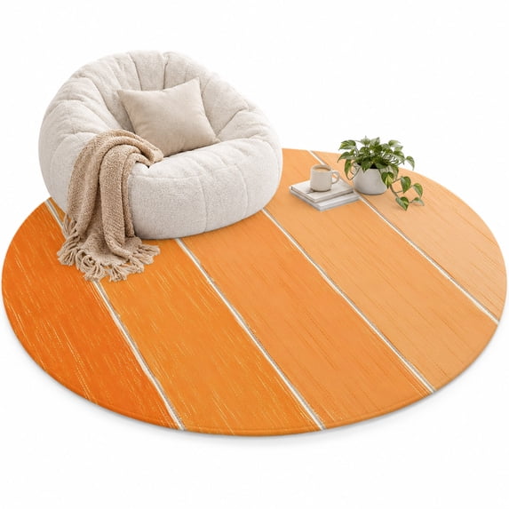 Bright Orange Ombre Area Rug 5', Amber Wood Grain Stripes Rustic ...