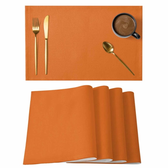 Bright Orange Placemats Set of 6 Solid Color Place Mats Table Mats Kitchen Dining Home Outdoor Party Table Decoration