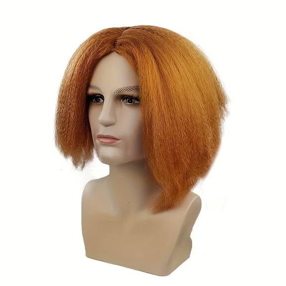 Bright Orange Short Corn Perm Cosplay Wig - Fluffy Style for Parties and Costumes Breathable, lightweight