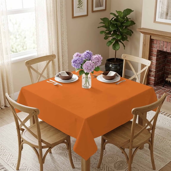 Bright Orange Square Tablecloth 54x54 Inch Solid Color Waterproof Polyester Tablecloth for Dining Table, Washable Table Cover for Kitchen Dining Room Wedding Decoration,Stain Resistant