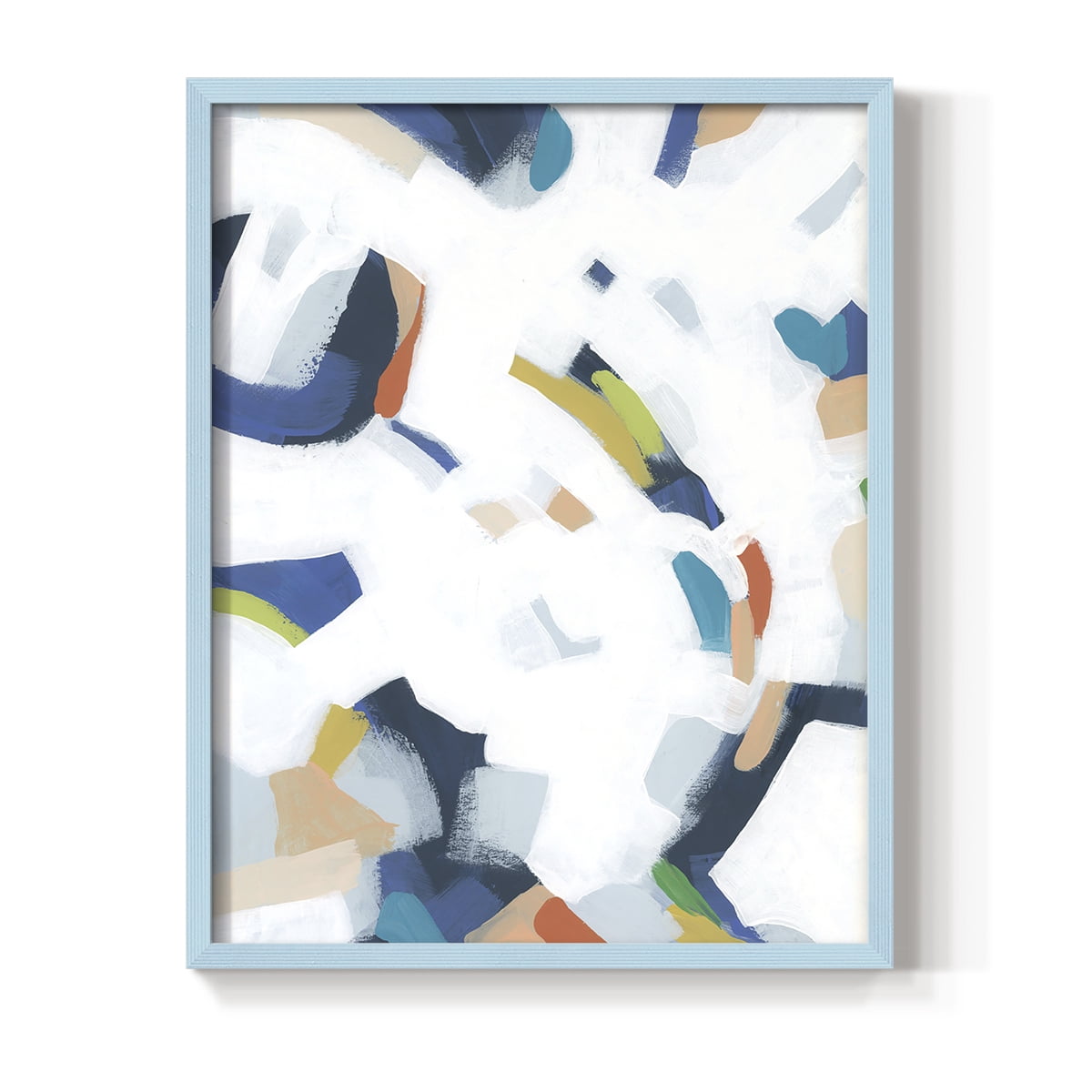 Bright Orbit I Framed Print in Blue Solid Wood Framed Print No Nail Hanging