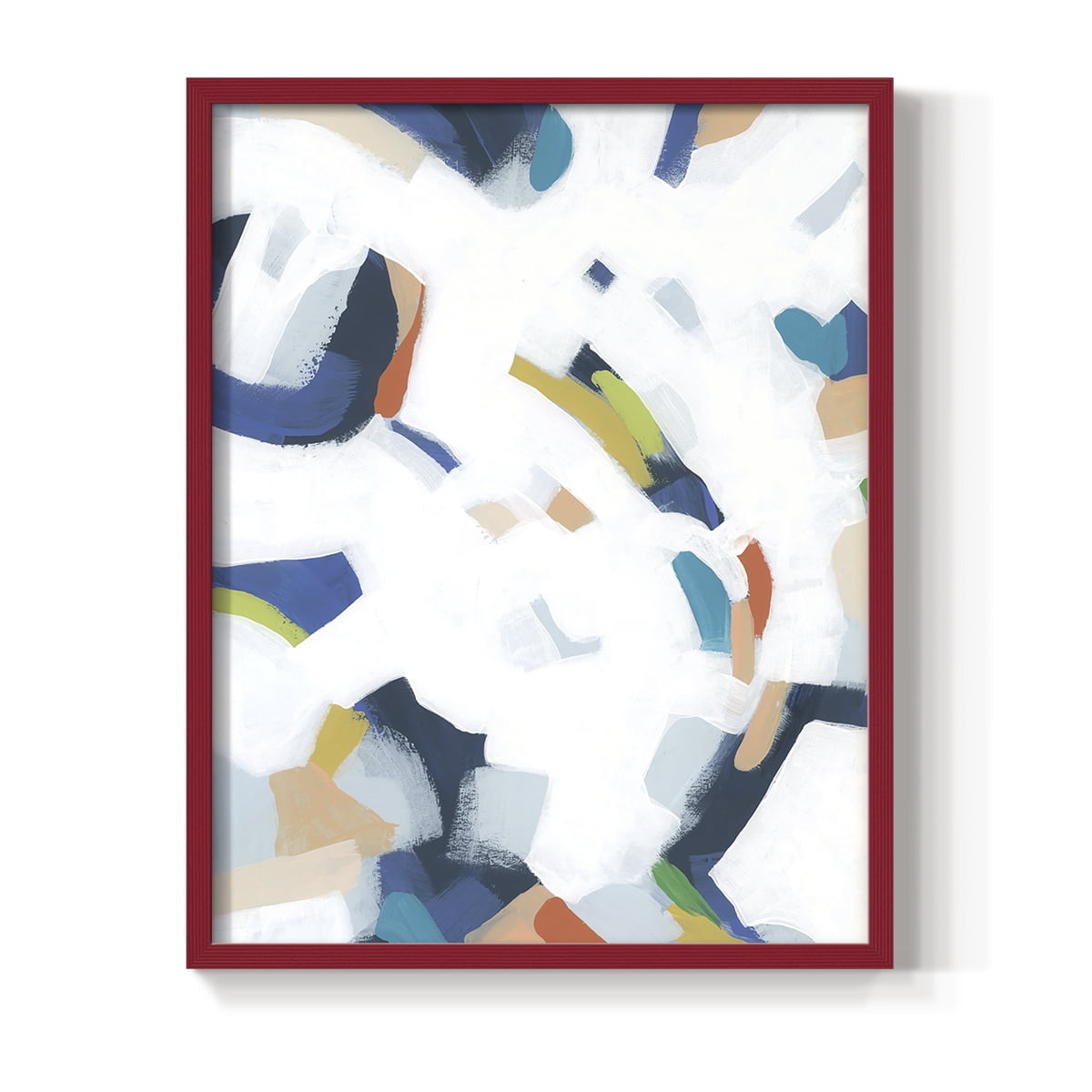 Bright Orbit I Framed Print in Red Solid Wood Framed Print No Nail Hanging