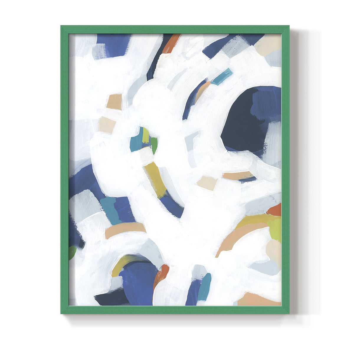 Bright Orbit II Framed Print in Green Solid Wood Framed Print No Nail Hanging