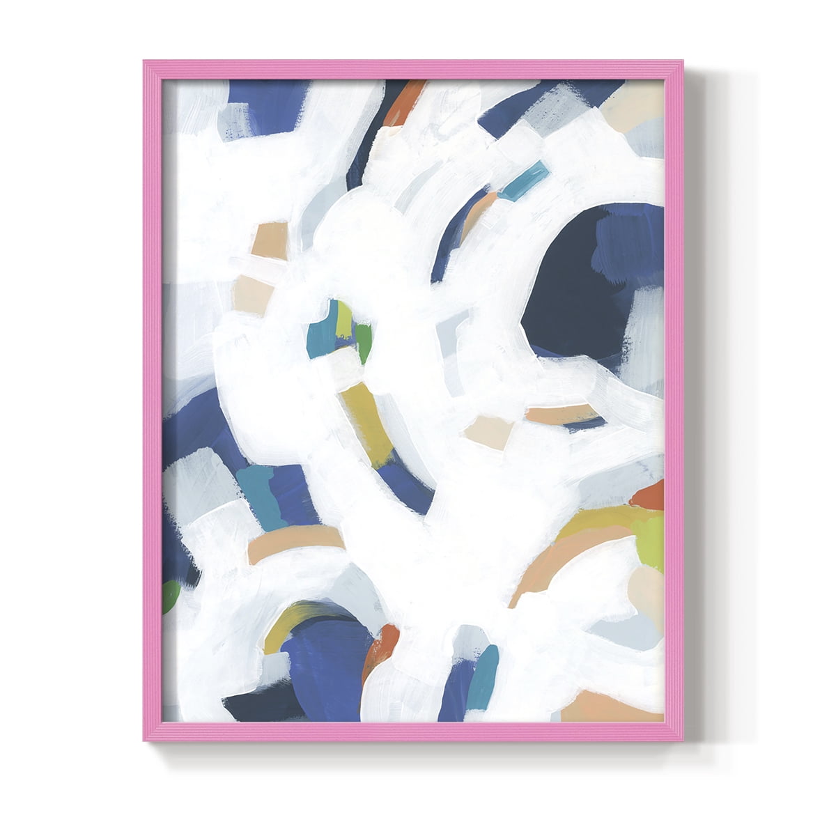Bright Orbit II Framed Print in Pink Solid Wood Framed Print No Nail Hanging
