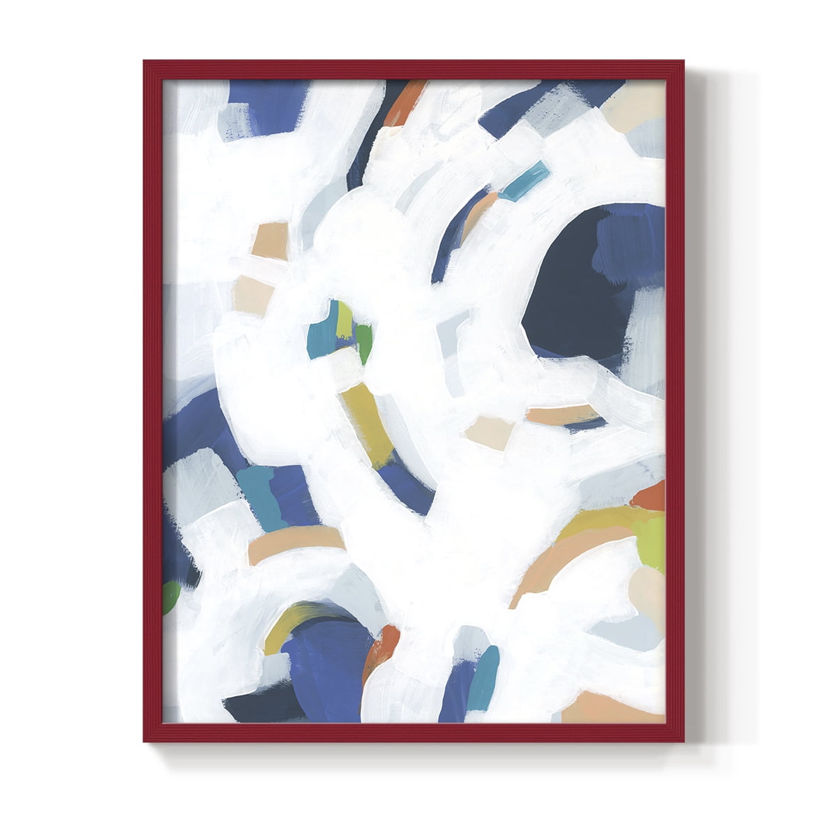 Bright Orbit II Framed Print in Red Solid Wood Framed Print No Nail Hanging