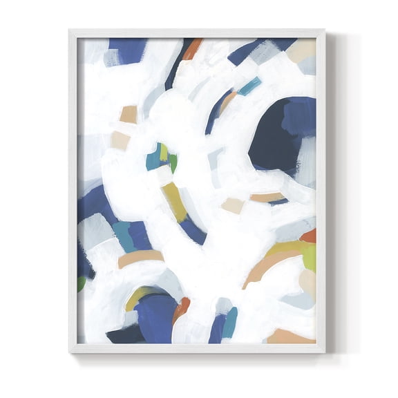 Bright Orbit II Framed Print in White Solid Wood Framed Print No Nail Hanging