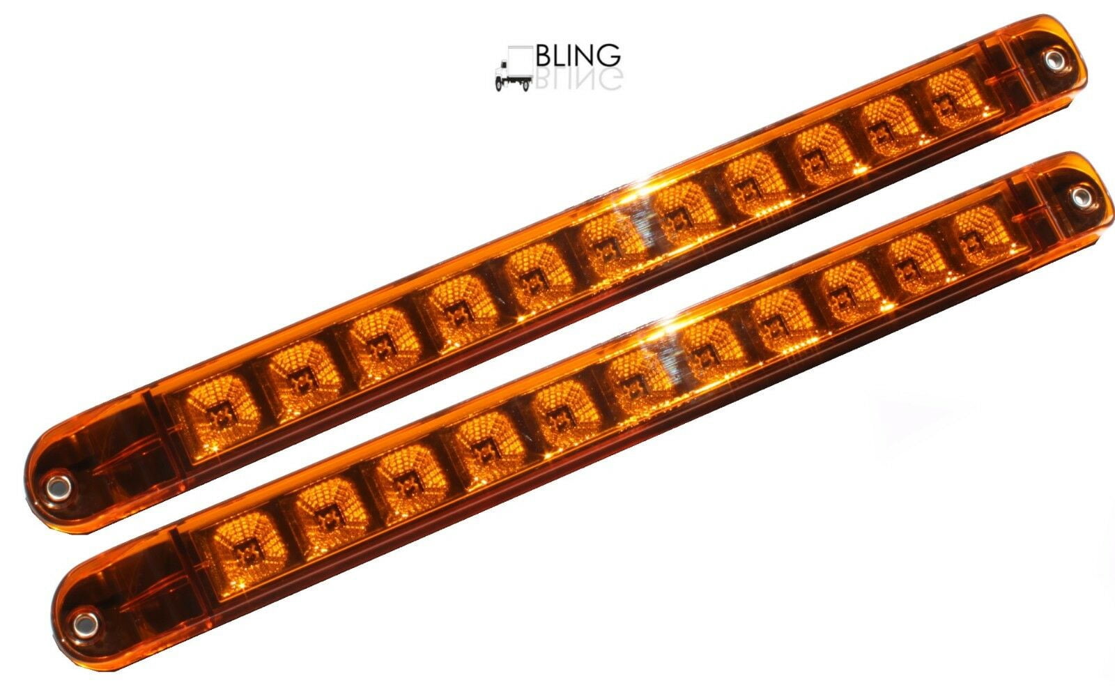 Smiling JuJu LED Truck Trailer Turn Tail Parking Signal Clearance Marker Identification Light Bar Chrome Reflector