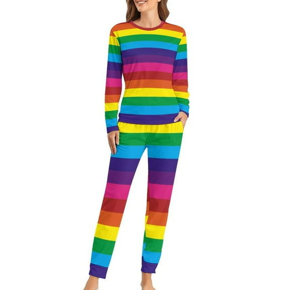 Bright Pajamas Female Unique Colorful Swirl Kawaii Nightwear Long Sleeve Leisure Pajama Sets Oversized Graphic Home Suit