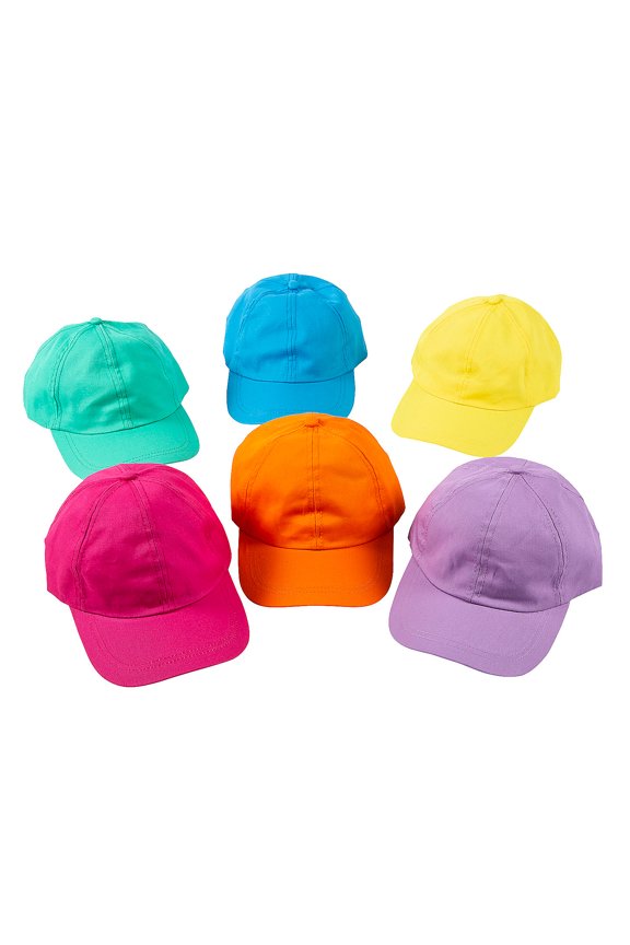 Bright Pastel Baseball Caps - 12 Pieces