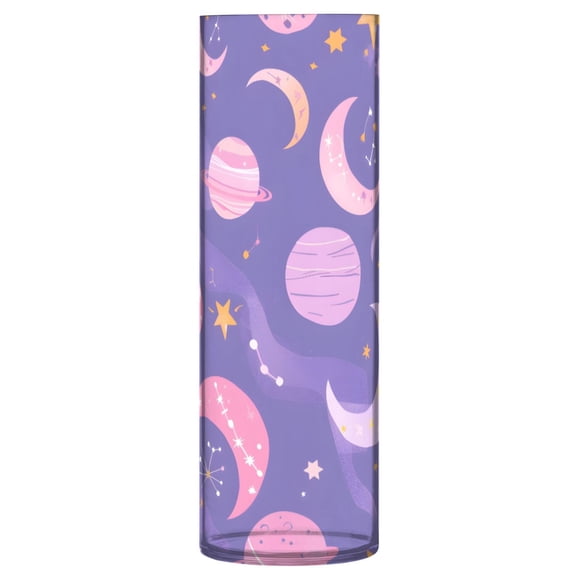 Bright Pastel Moons Pattern Vase Flower Vase Clear Unbreakable Plastic Tall Decorative 11.8in