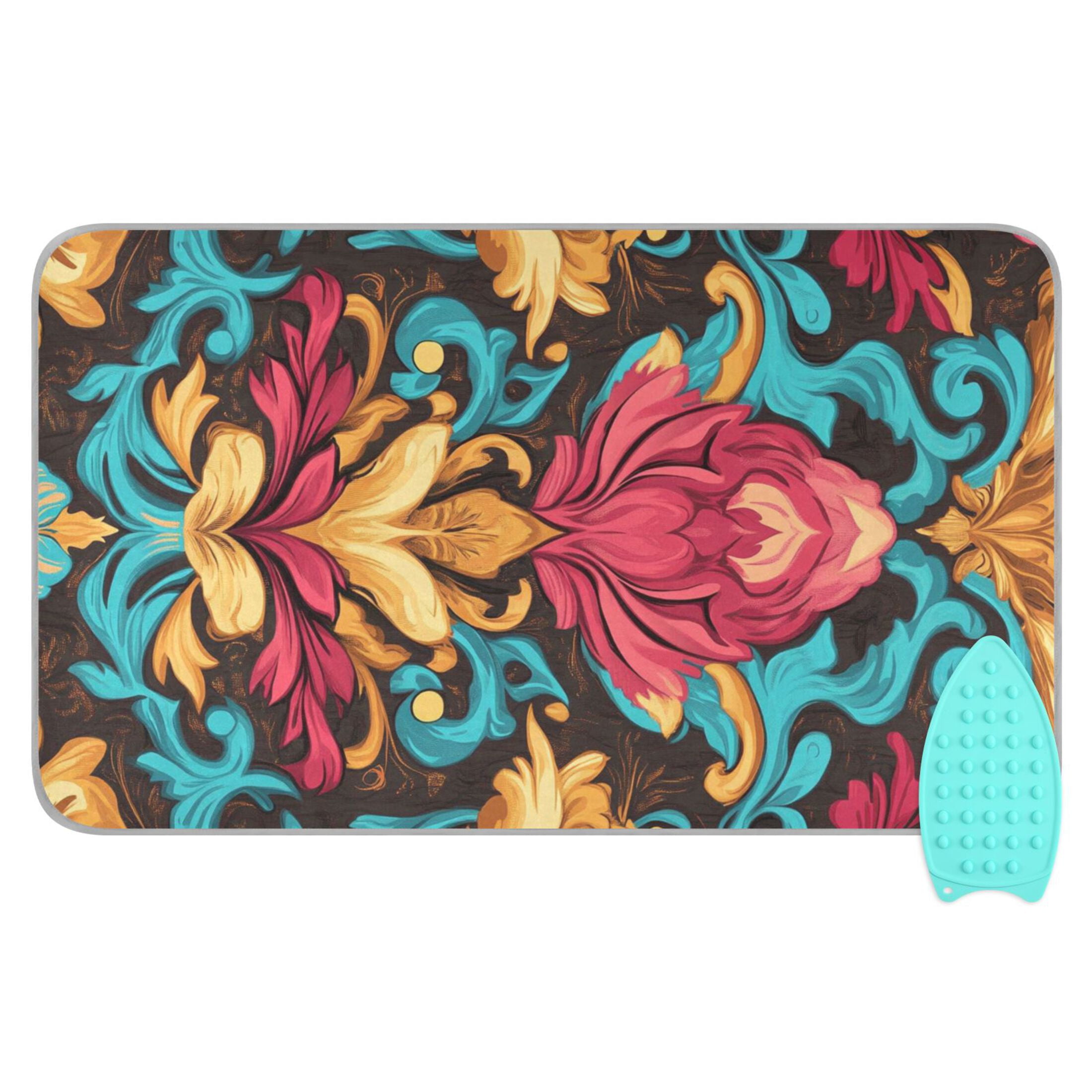 Bright Pattern Art Design Ironing Mat Blanket for Table Top Travel Portable Ironing Board Pad 47.2x27.6 Inch