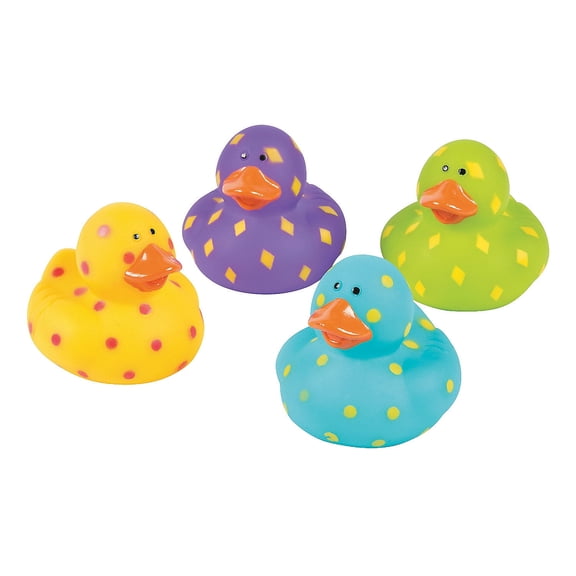 Bright Pattern Rubber Duckies - Party Favors - 12 Pieces