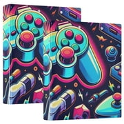 Bright Pattern with Game Hardcover 3 Ring Binder 1.5 inch Round Rings with Interior Pockets Binders Organizer Office School 1 Pack