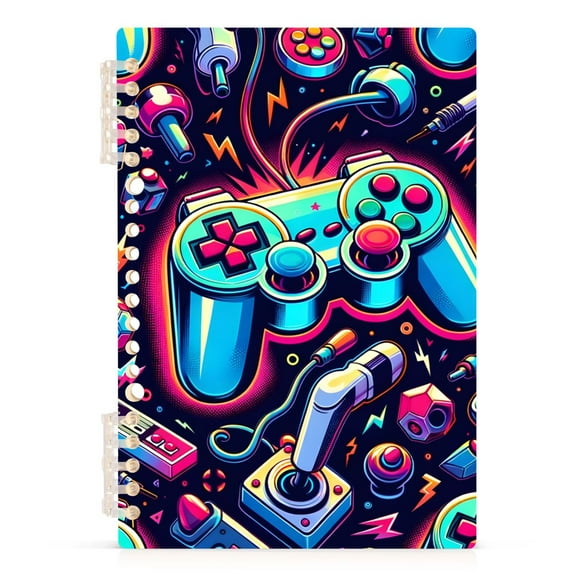 Bright Pattern with Game Spiral Journal Notebook College Ruled Notebook 8.3" x 5.7" A5 Lined Thick Paper Page