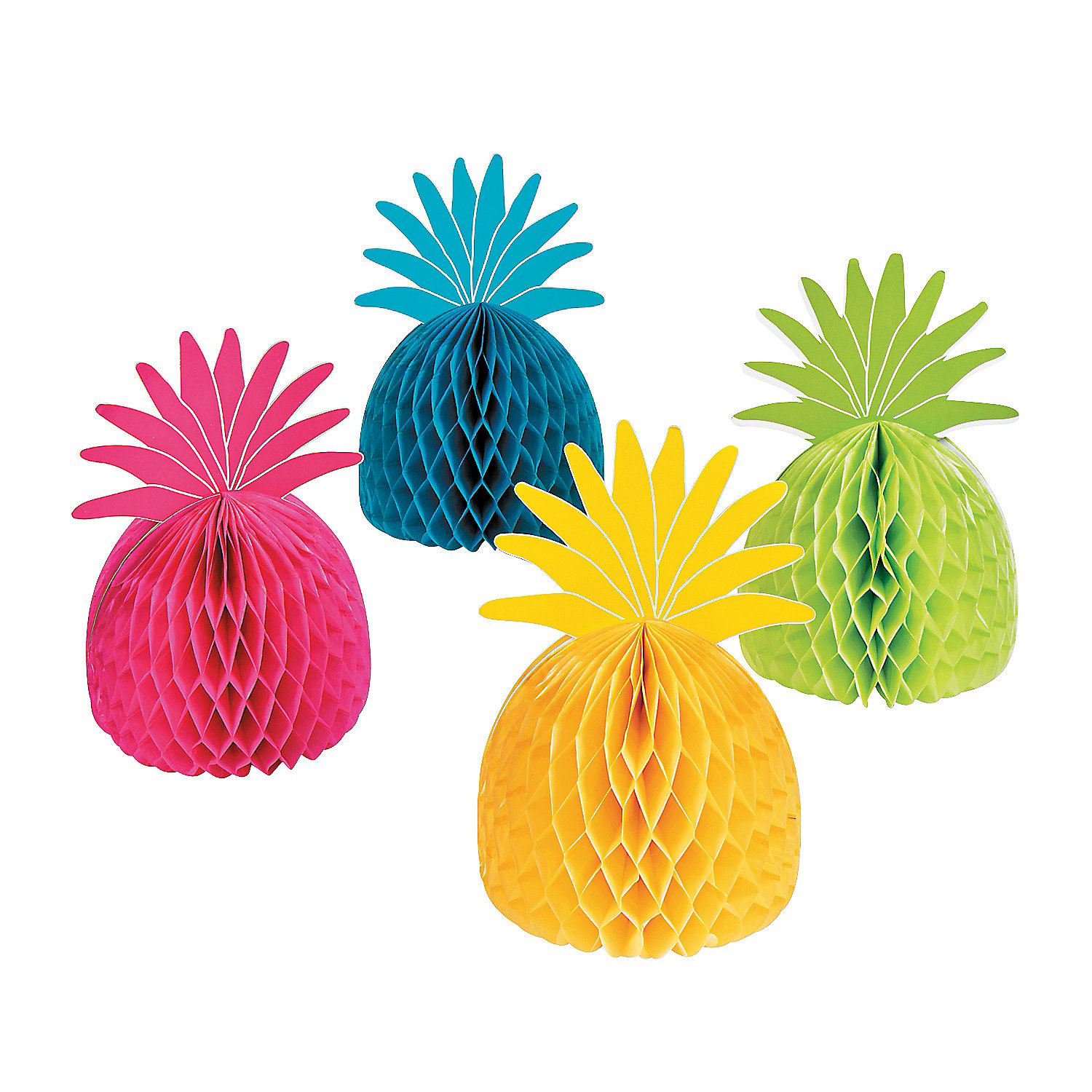 Bright Multicolor Pineapple Tissue Centerpieces - 10" Rectangular Party Decor