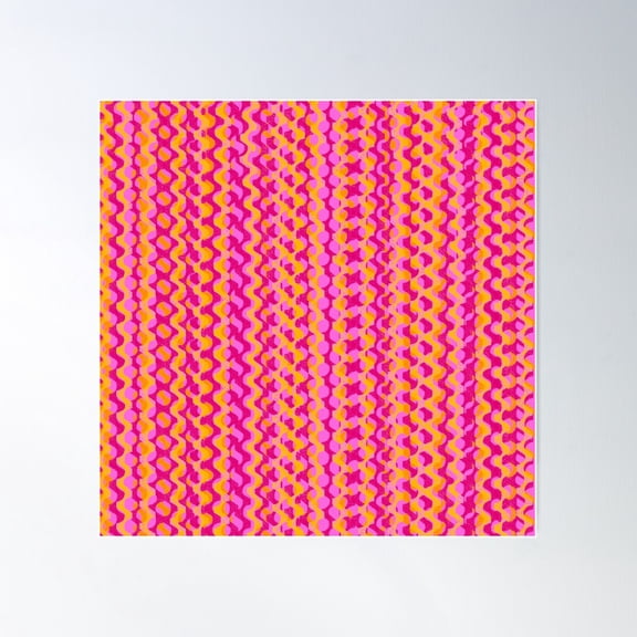 Bright Pink And Orange Horizontal Ornamental Lines Pattern Design Poster Wall Art, Modern Wall Decor For Living Room Bedroom, 24x24 UNFRAMED