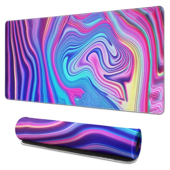 Bright Pink Blue Lines mouse Padswaterproof,rubber+multispandexwashable Line Theme MousepadDesk Pad for Office Home Game 31.5x15.7inches