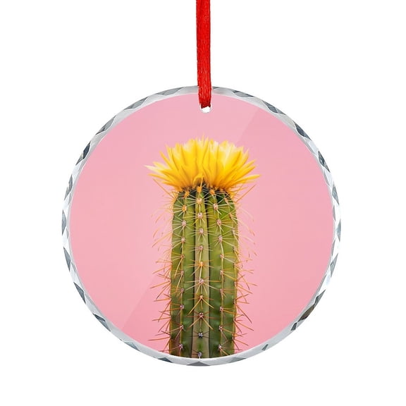 Bright Pink Colorful Succulent Glass Ornament Succulent in Pink Round Shaped Glass Ornament Xmas Tree Decorations