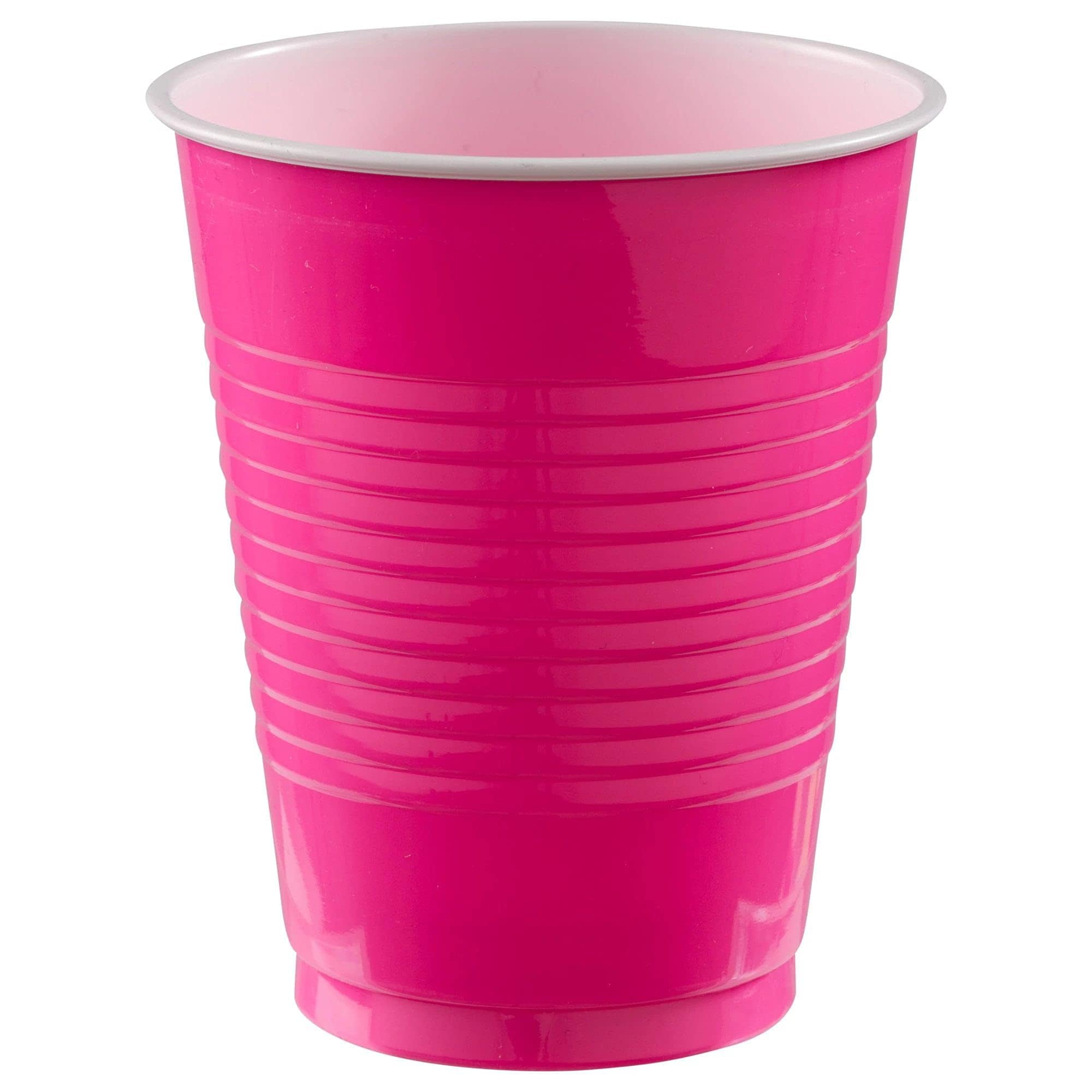 Bright Pink Disposable Plastic Cups | 18 oz | Pack of 20