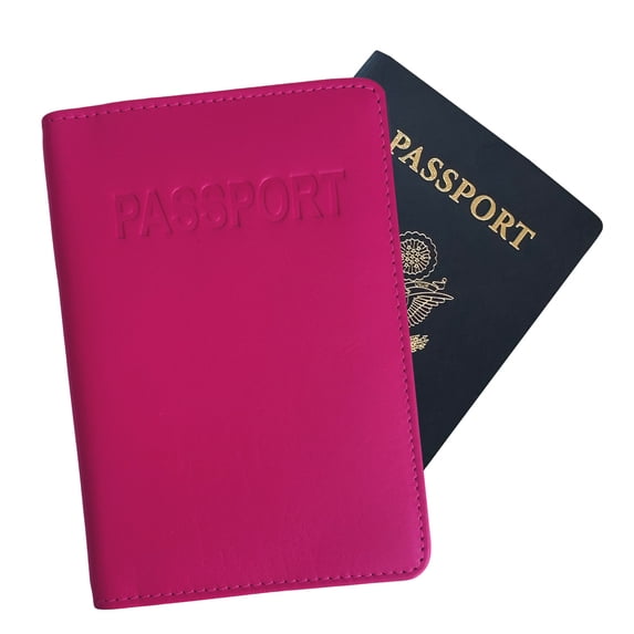 Bright Pink Genuine Leather RFID Passport Cover