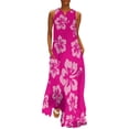 thumbnail image 1 of Bright Pink Hibiscus Hawaiian Flower Aloha Long Dress womens dress summer clothes for women Dress, 1 of 6
