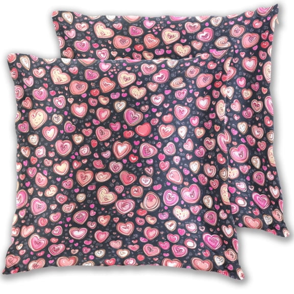 Bright Pink Love Throw Pillow Covers 16x16 Inch 2 Packs Decorative Square for Living Room Couch Bed Sofa