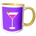 thumbnail image 1 of 3drose, Bright Pink Martini in Glass with Olive - Purple Background, 15oz Two-tone Yellow Mug, 1 of 6
