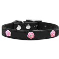 thumbnail image 1 of Bright Pink Rose Widget Genuine Leather Dog Collar, Black - Size 18, 1 of 1