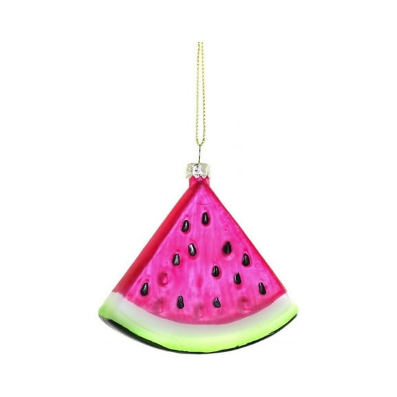 Bright Pink WATERMELON SLICE Glass Christmas Ornament by Cody Foster & Co.