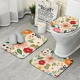 thumbnail image 1 of Bright Pioneer Flower Bathroom Rugs Sets 3 Piece,Toilet Cover Set,Absorbent Non Slip Bathroom Mats Sets with U-Shaped Contour Rug Toilet Rug Set, 1 of 5