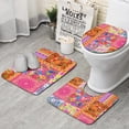 thumbnail image 1 of Bright Pioneer Flower Patchwork Bathroom Rugs Sets 3 Piece,Toilet Cover Set,Absorbent Non Slip Bathroom Mats Sets with U-Shaped Contour Rug Toilet Rug Set, 1 of 5