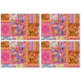 thumbnail image 1 of Bright Pioneer Flower Patchwork Summer Placemats Table Placemats Set Of 4-Linen Kitchen Washable Placemats Table Mats 11.8"x17.7" Non-Slip Heat Resistant, 1 of 6