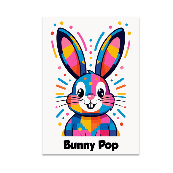 Bright Pop Art Bunny Poster - Modern Art Enthusiast - 13x19 Poster Print
