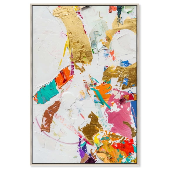 Bright Prism II Minimalist Collage Style Canvas Wall Art by Art Remedy, Silver Floater Frame, 36"x54"