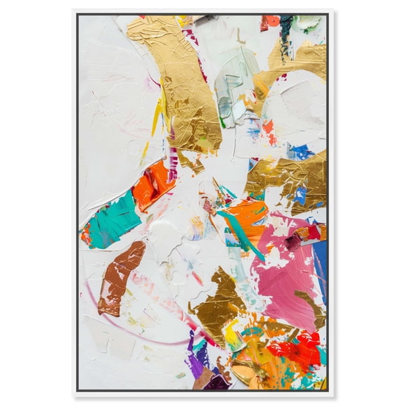 Bright Prism II Minimalist Collage Style Canvas Wall Art by Art Remedy, White Floater Frame, 24"x36"
