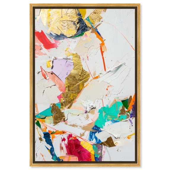 Bright Prism Minimalist Collage Style Canvas Wall Art by Art Remedy, Gold Floater Frame, 36"x54"