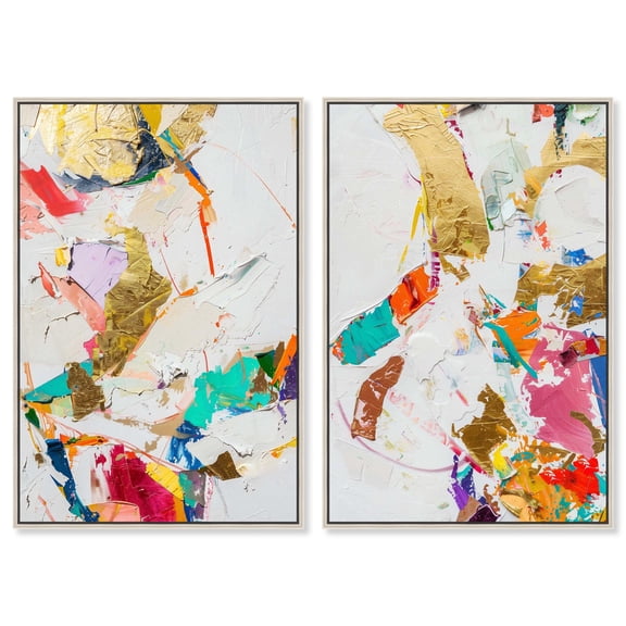 Bright Prism Set Canvas Set of 2 Trendy Art Prints by Art Remedy, Silver Frame, 10 x 15