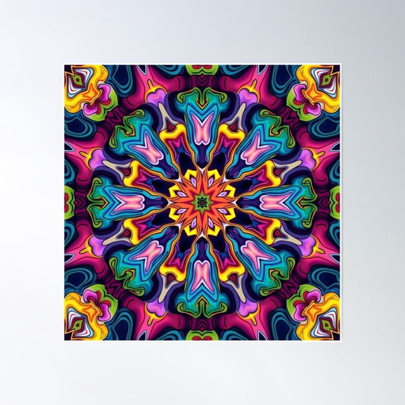 Bright Psychedelic Swirls And Patterns Poster Wall Art, Modern Wall Decor, 24x36 UNFRAMED