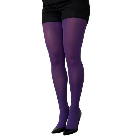 Bright Purple Opaque Full Footed Tights, Pantyhose for Women