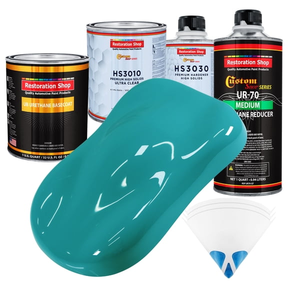 Bright Racing Aqua Premium Quart URETHANE BASECOAT CLEARCOAT Car Auto Paint Kit