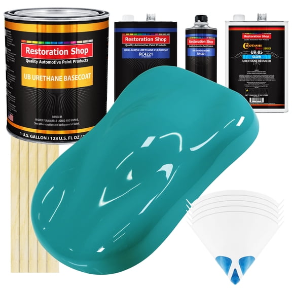 Bright Racing Aqua SLOW 1 Gallon Auto Car Paint Kit URETHANE BASECOAT Clearcoat