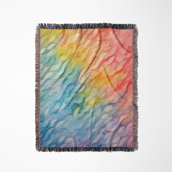 Bright Rainbow Colors Abstract Waves Background, Woven Blanket