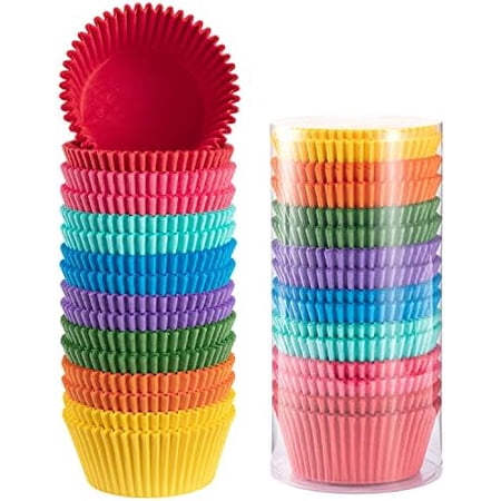 Bright Rainbow Jumbo Cupcake Liners 400-Count, Large Solid Colorful Paper Baking Cups for Baking