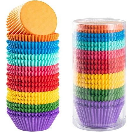 Bright Rainbow Standard Cupcake Liners Solid Colorful Paper Baking Cups