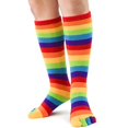 thumbnail image 1 of Bright Rainbow Stripes Short Length Toe Socks, 1 of 2
