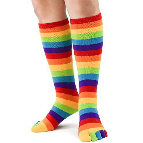 Bright Rainbow Stripes Short Length Toe Socks