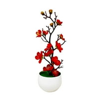 Bright Red Artificial Plum Blossom Bonsai Tree - Realistic Silk Flowers for Home Decor, with Anti-Fade Exquisite Flowers for Indoor Table Centerpiece