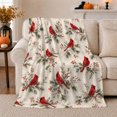 thumbnail image 1 of Bright Red Cardinal Evergreen Branch Woodland Nature Scene, Festive Holiday Scene, Warm Flannel Blanket for Cabin and Lodge, Art Lovers Christmas Gift, Festive Home Decor, 1 of 9