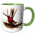 thumbnail image 1 of 3drose, Bright Red Cardinal on Branch Vignette, 11oz Two-tone Green Mug, 1 of 6
