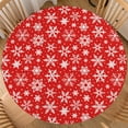 thumbnail image 1 of Bright Red Christmas Round Fitted Tablecloth with Elastic for 40-44 Inch Tables White Winter Snowflake Print Xmas Holiday Fitted Table Cover Waterproof Farmhouse Indoor Outdoor Patio Picnic Party, 1 of 4